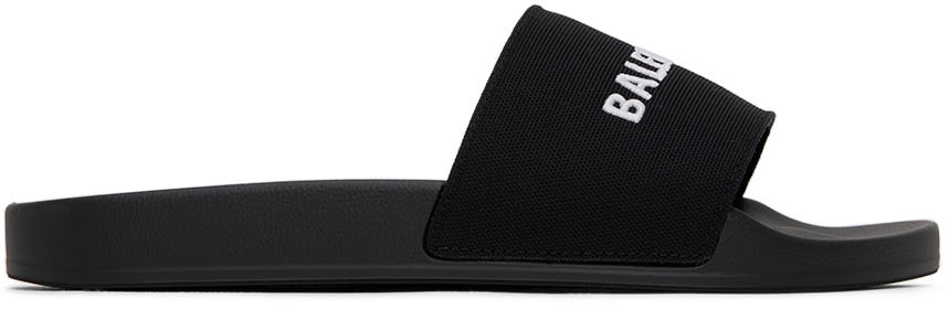 Balenciaga Black Pool Slide Sandals - 695557-W1S9C-1090