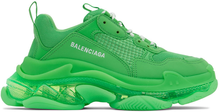 Balenciaga: Green Triple S Sneakers | SSENSE