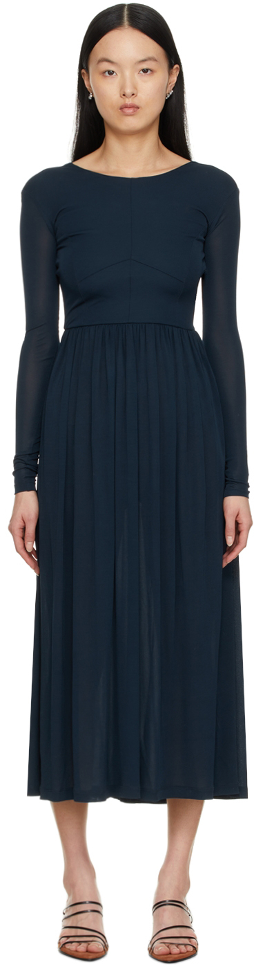 Aeron Long-sleeve Pleated Dress In 440 Dark Turquoise
