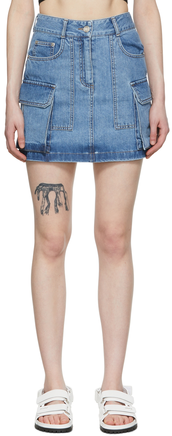 Juun. J Blue Denim Cargo Mini Skirt