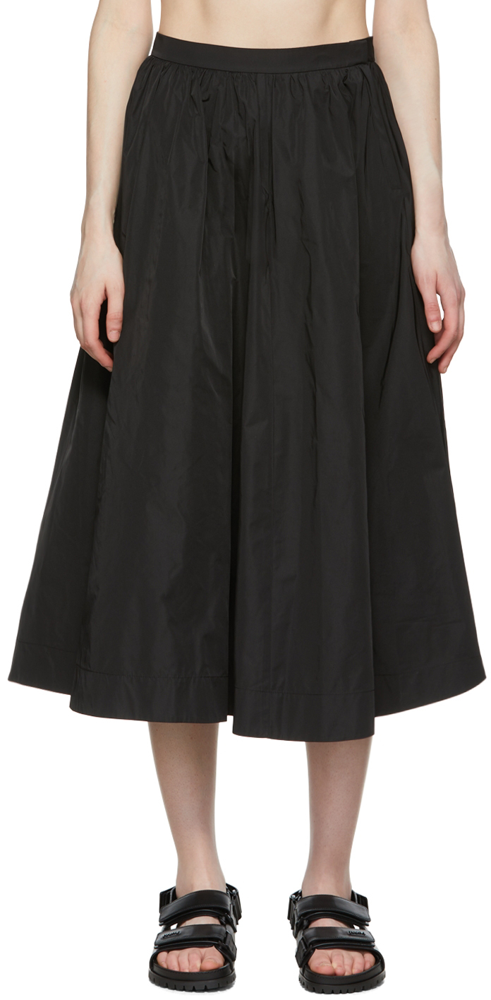 Juun.J Black Polyester Midi Skirt