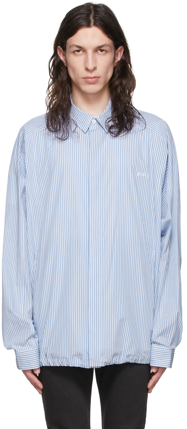 White Hooded Striped Shirt by Juun.J 