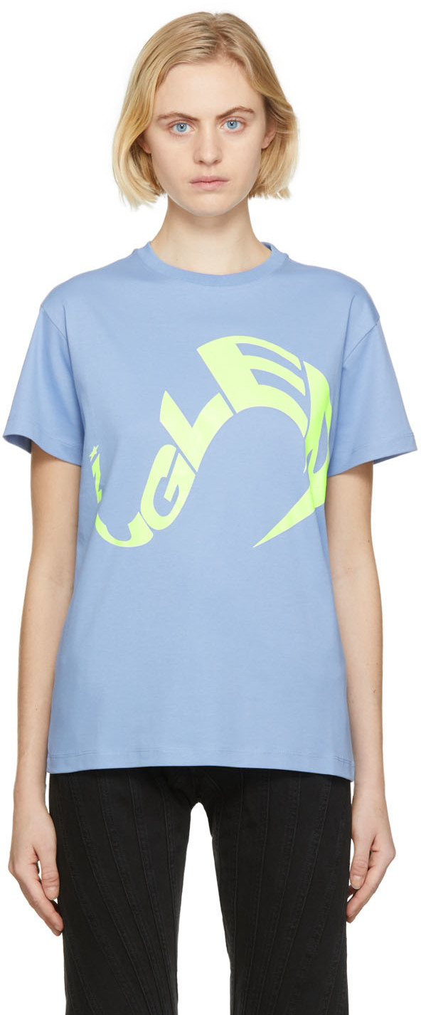Mugler Blue Single Swirly T-Shirt