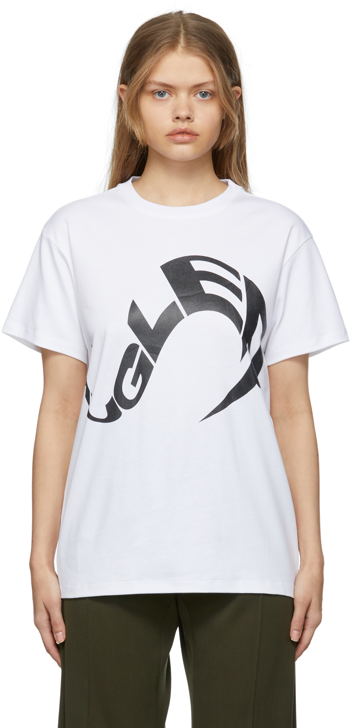 Mugler White Bonded Logo T-Shirt