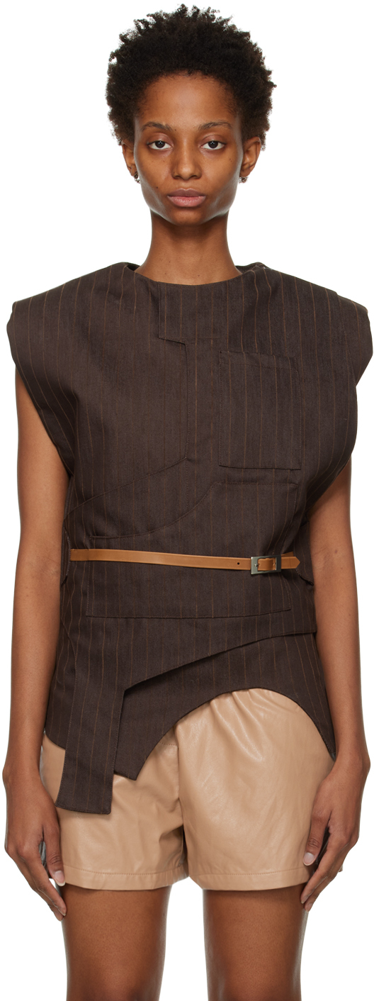 Brown Paneled Tank Top