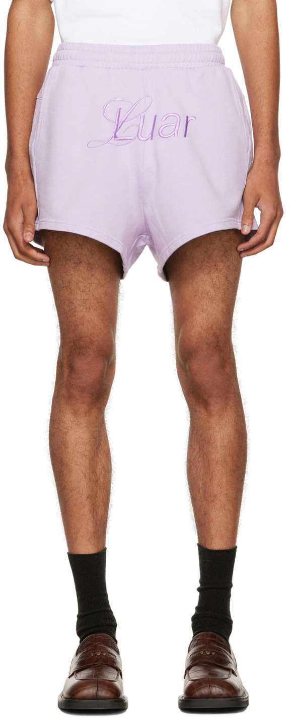 luar purple embroidered shorts
