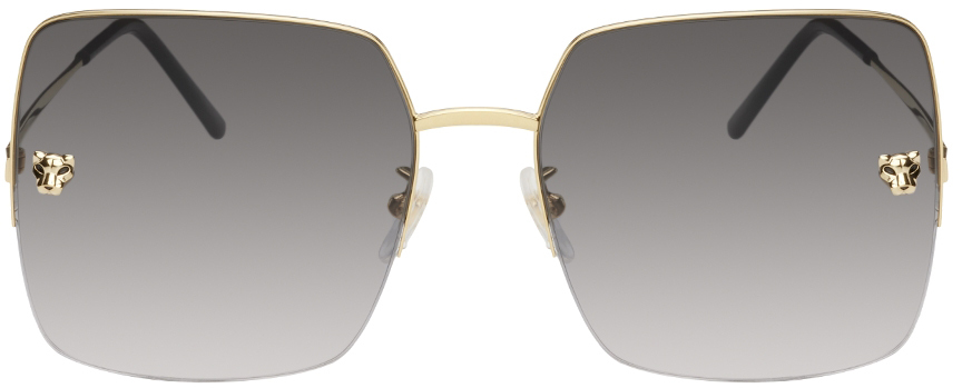 Cartier Gold Rimless Panthère de Cartier Square Sunglasses