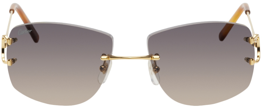 Cartier Gold Rimless Square Sunglasses