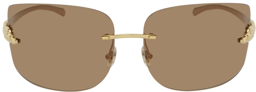 Cartier Gold Oval Rimless Sunglasses
