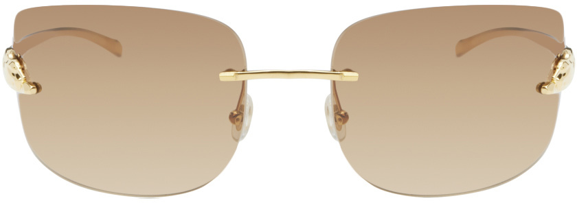 Cartier Gold Panthère de Cartier Oval Sunglasses