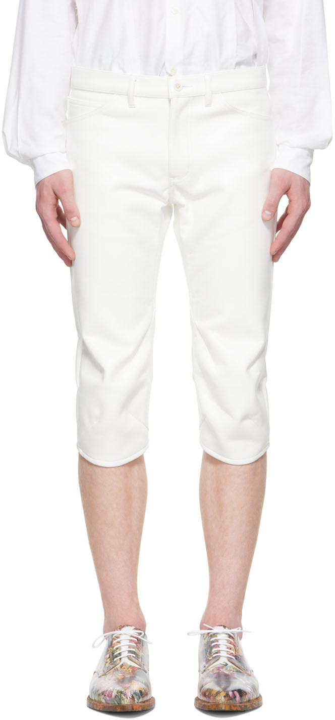Comme des Garçons Homme Plus: White Faux-Leather Trousers | SSENSE