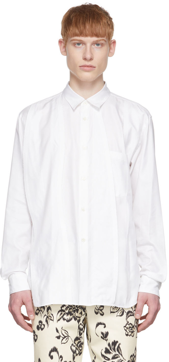 Comme des Garçons Homme Plus: White Cotton Shirt | SSENSE