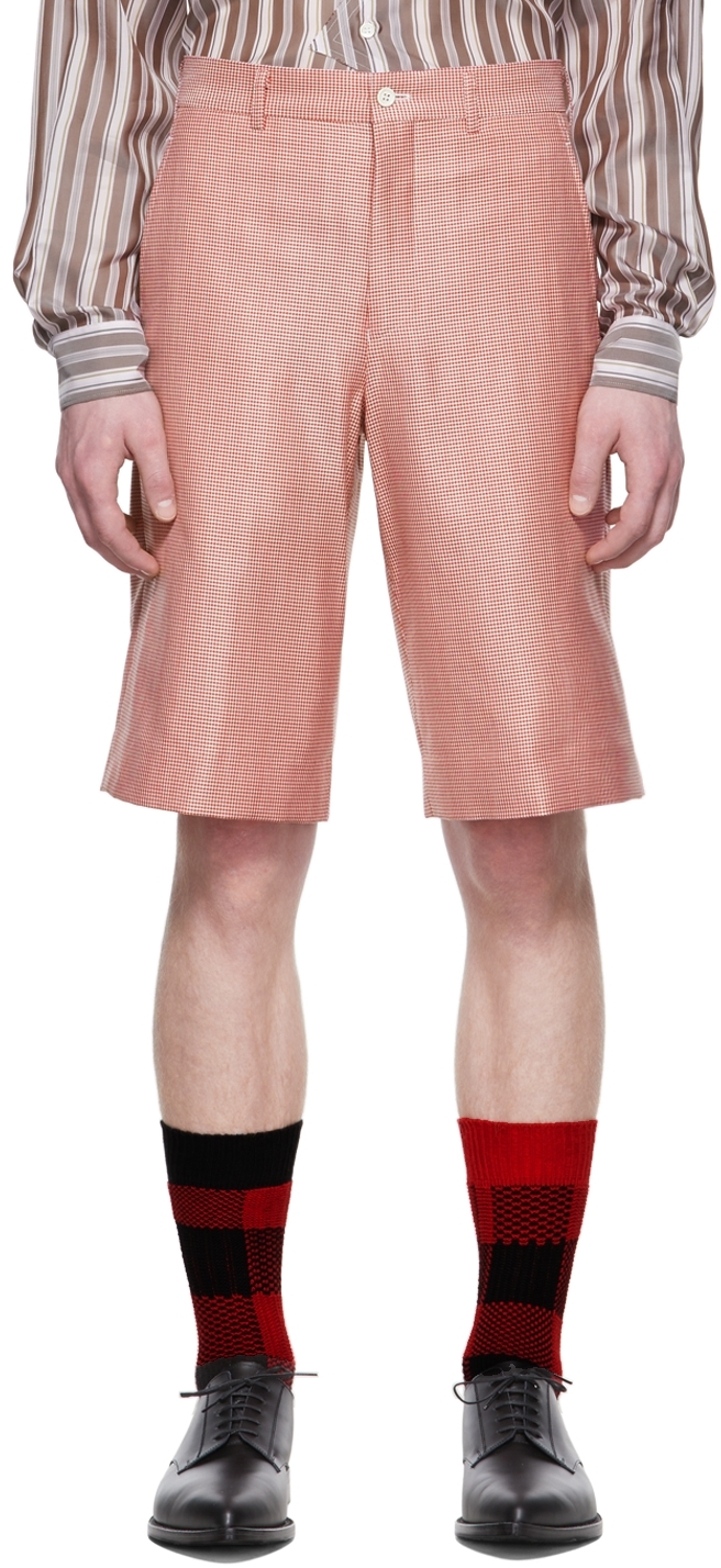 Comme des Garçons Homme Plus: Red Wool Shorts | SSENSE