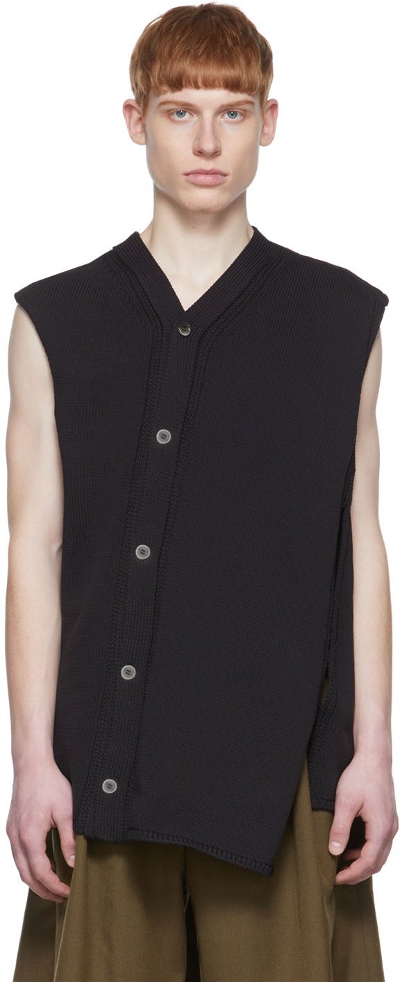 Comme des Garçons Homme Plus: Black Polyester Cardigan | SSENSE