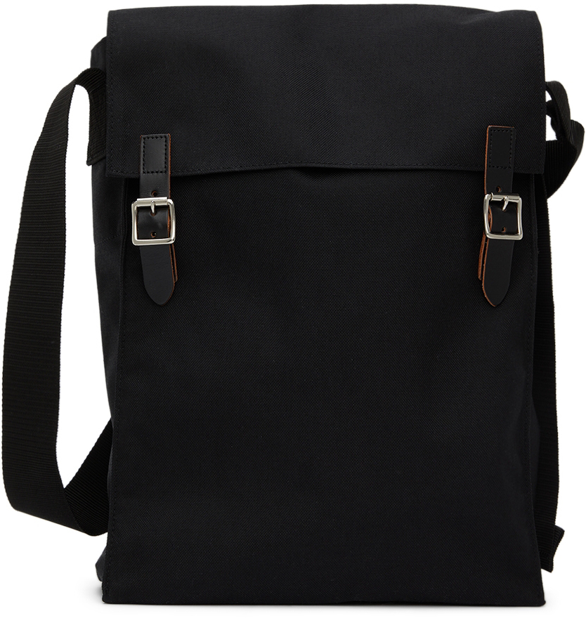 Black Nylon Canvas Buckle Messenger Bag by Comme des Garçons Homme