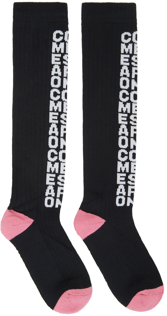 Comme des Garçons Homme Plus: Black Logo Socks | SSENSE
