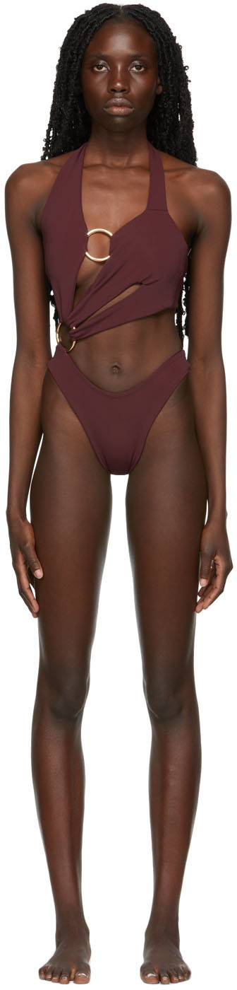 Louisa Ballou Burgundy Sex Wax One Piece Swimsuit Ssense