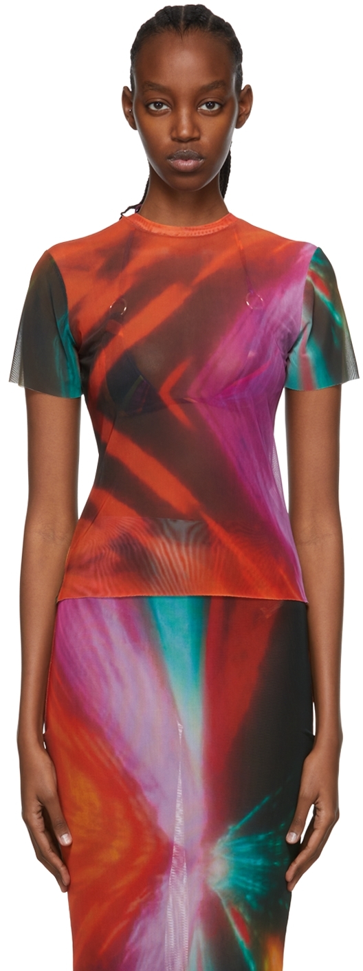 Printed Mesh Top in Multicoloured - Louisa Ballou