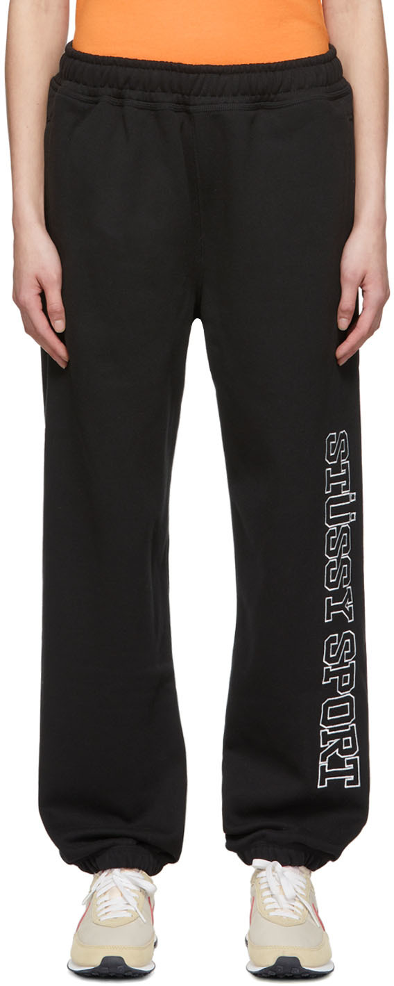 Stussy Black Cotton Lounge Pants | ModeSens