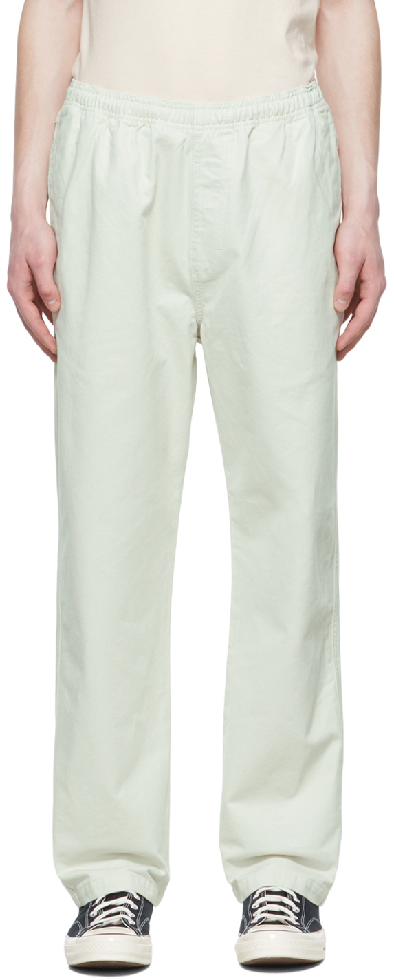 Stussy Off-white Cotton Trousers In Bone