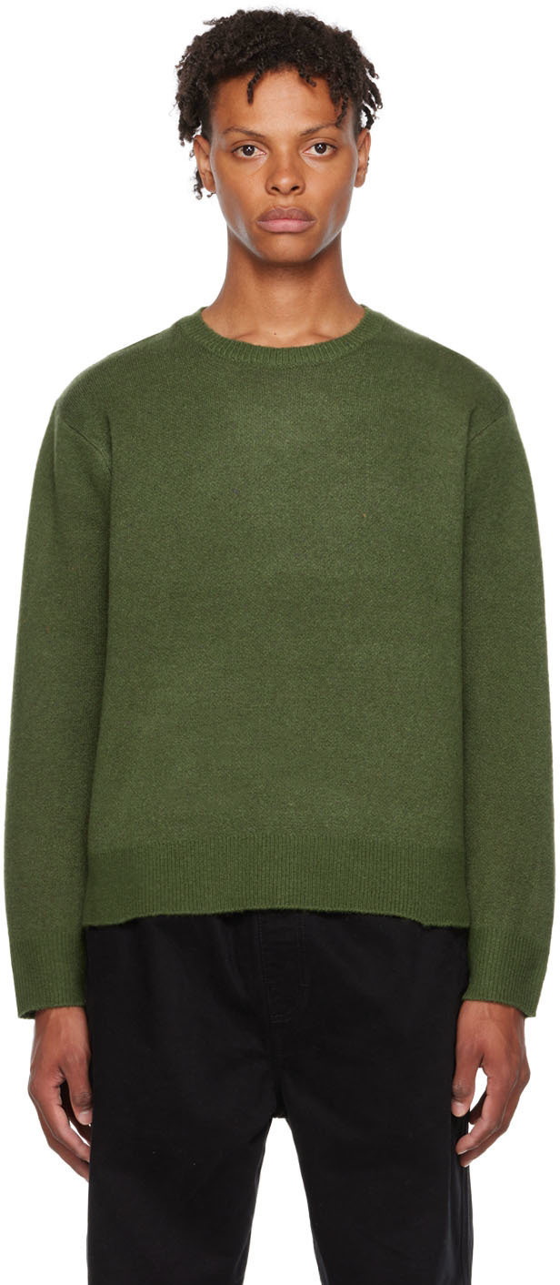 Stüssy: Green Acrylic Sweater | SSENSE Canada