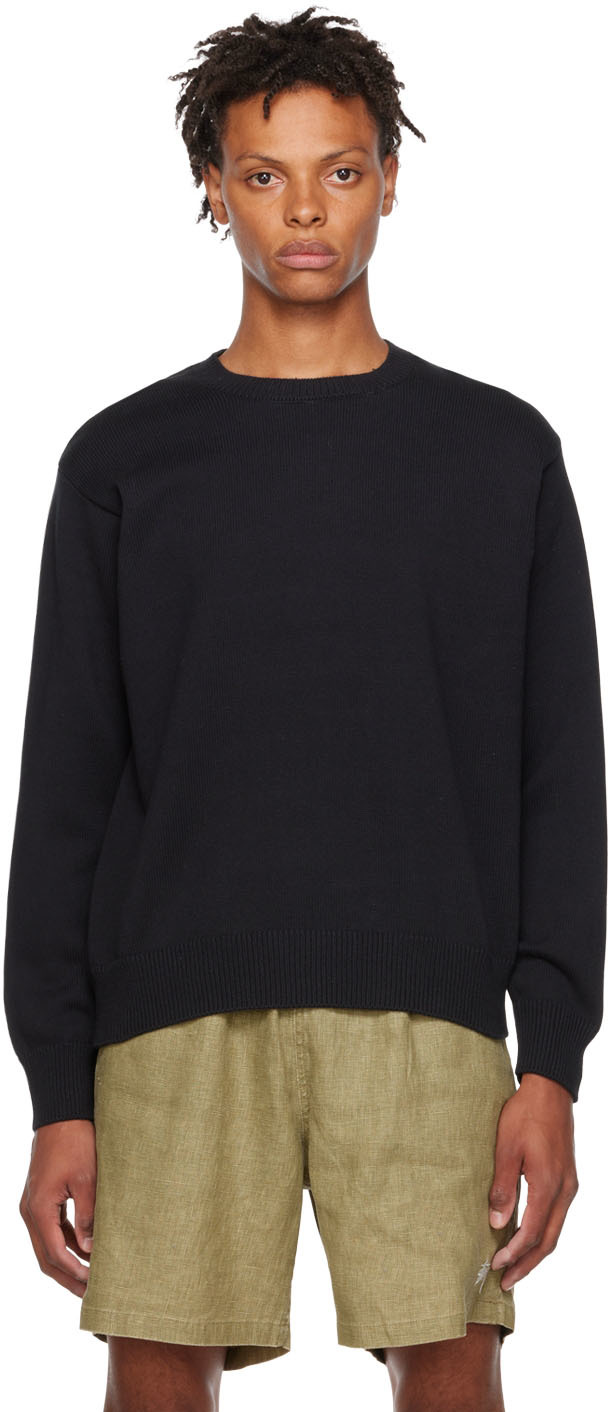 Stüssy: Black Cotton Sweater | SSENSE