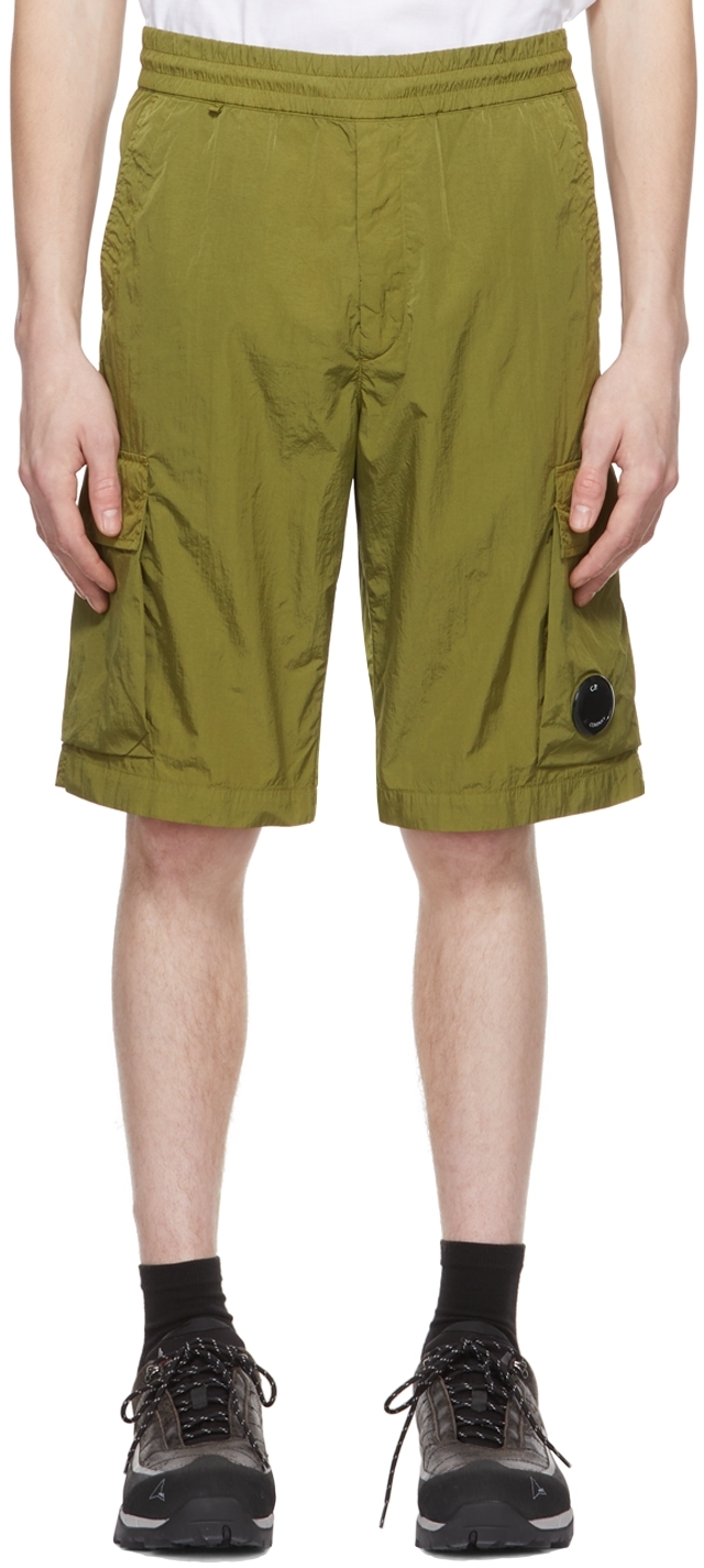 C.p. Company Green Nylon Shorts In 698 Green Moss