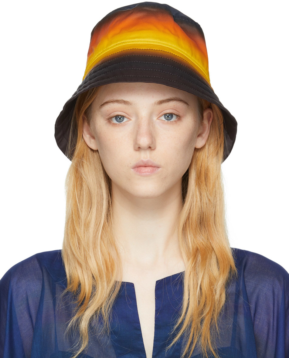 Dries Van Noten Black Viscose Bucket Hat In Dessin A | ModeSens