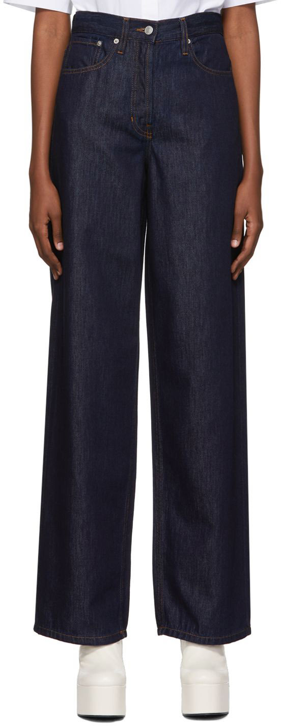Dries Van Noten Navy Wide Jeans In 507 Indigo | ModeSens