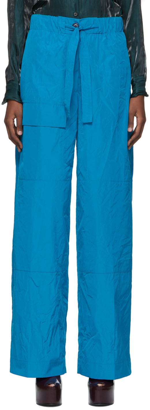 Blue Polyester Trousers