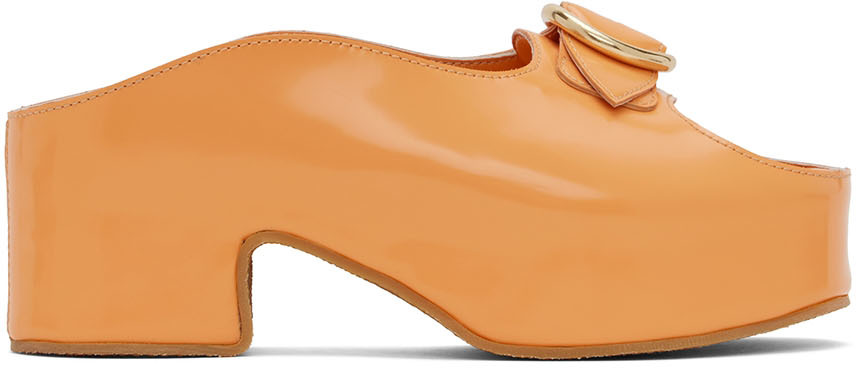 Dries Van Noten Orange Platform Clog Sandals