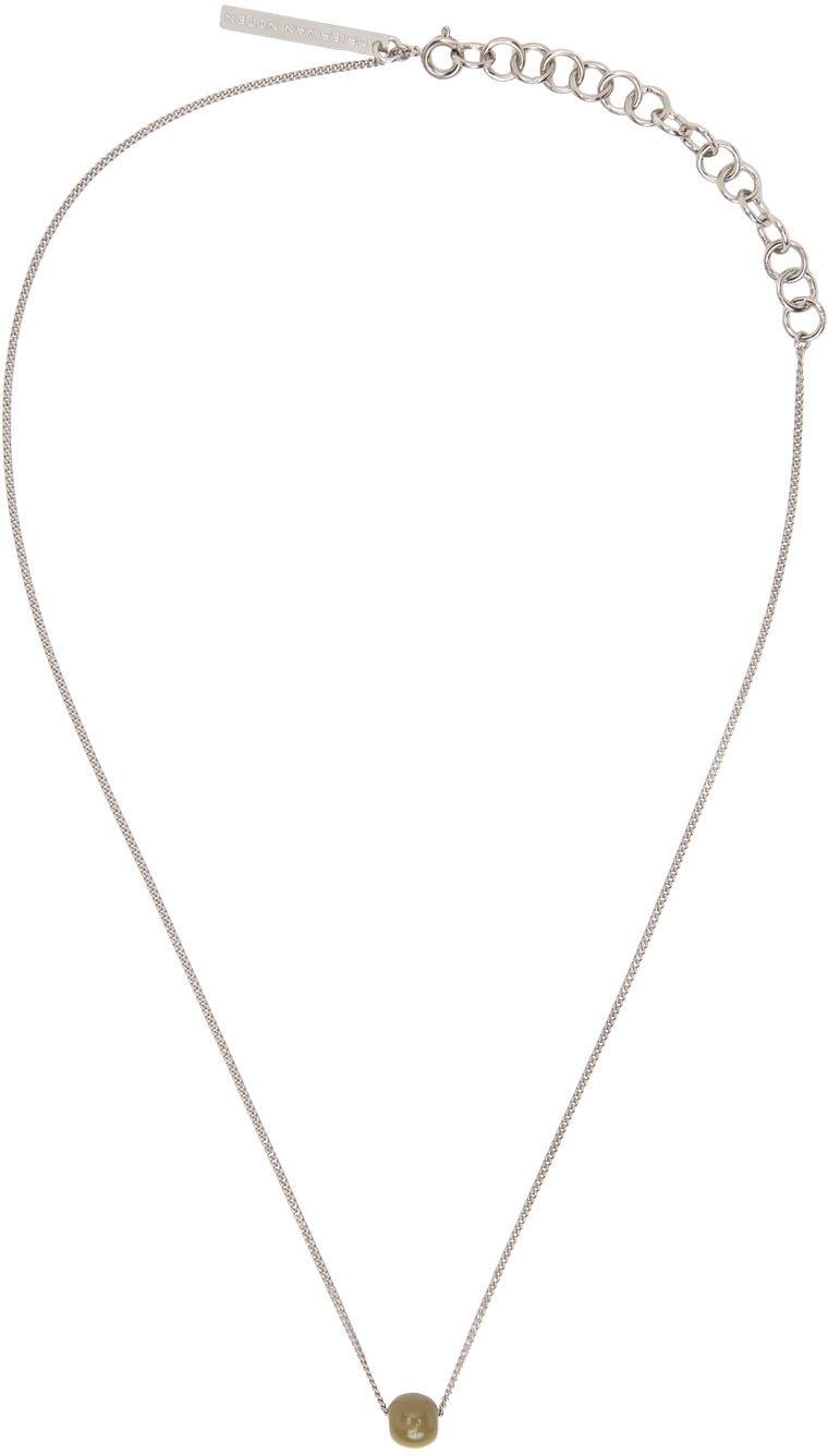 Dries Van Noten Silver & Orange Pendant Necklace | Smart Closet