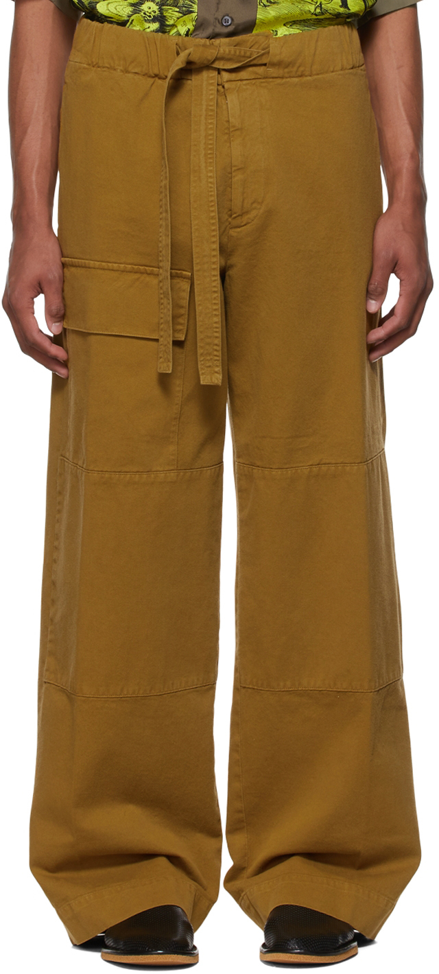 Dries Van Noten: Tan Cotton Cargo Pants | SSENSE