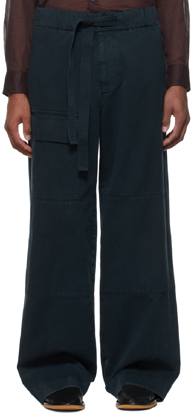 Dries Van Noten Navy Cotton Cargo Pants | Smart Closet