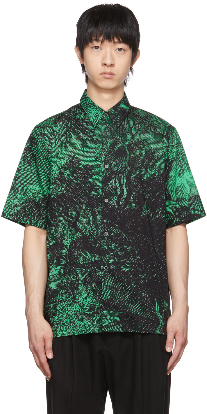 Dries Van Noten Green & Black Graphic Shirt