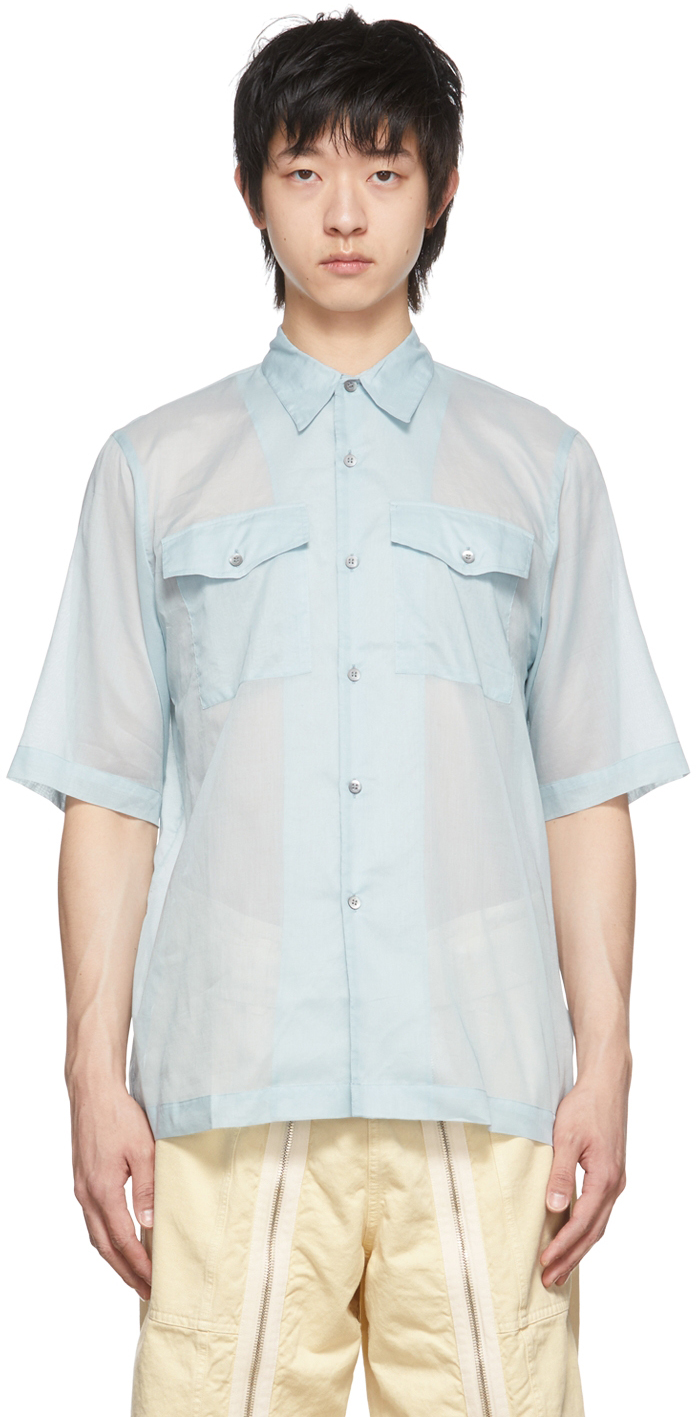 Dries Van Noten Blue Cotton Sheer Shirt In 514 Light Blue | ModeSens