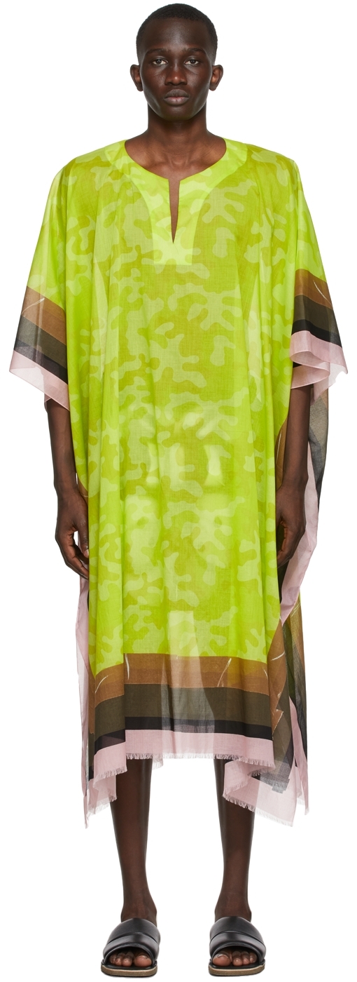 Dries Van Noten: Yellow Camouflage Tunic Shirt | SSENSE