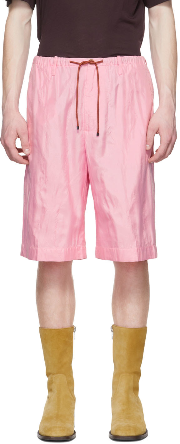 Dries Van Noten: Pink Silk Shorts | SSENSE