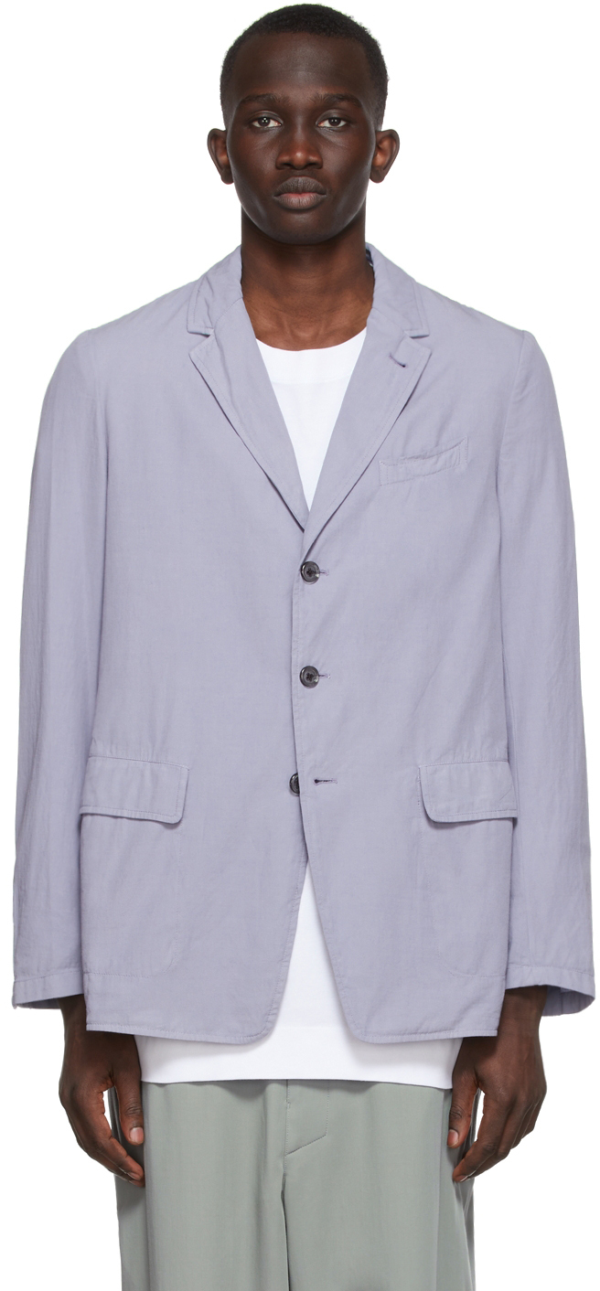 Dries Van Noten Purple Crinkled Twill Blazer | Smart Closet