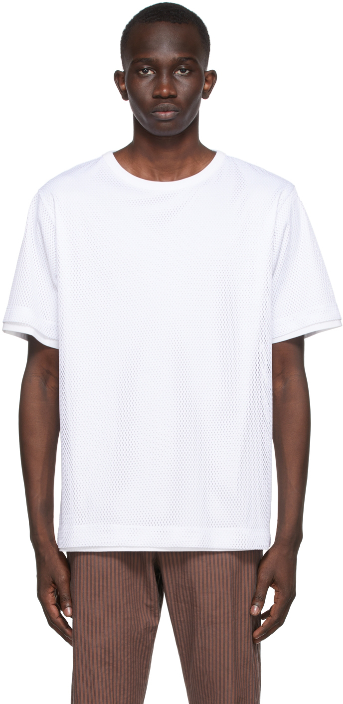 White Hert Mesh T-Shirt by Dries Van Noten on Sale