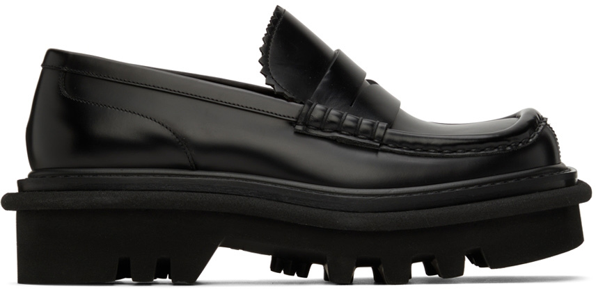 Black Leather Loafers by Van on Sale