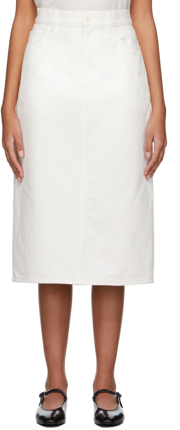 The Row White Denim Tima Long Skirt