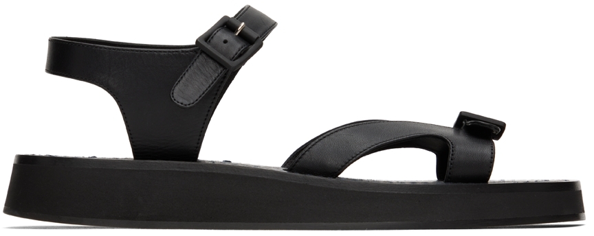 The Row: Black Geri Sandals | SSENSE