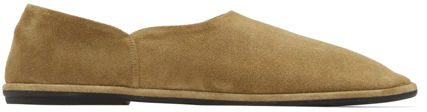 The Row Beige Suede Canal Loafers