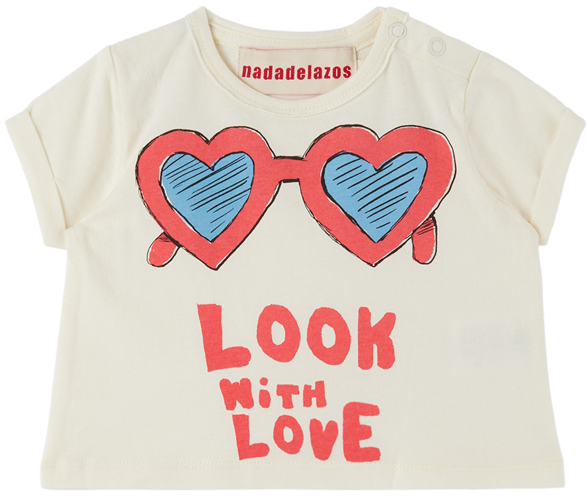 Nadadelazos Baby Off-white 'look With Love' T-shirt