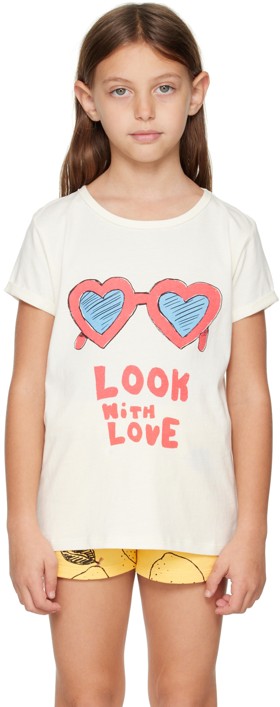 Nadadelazos Kids Off-white 'look With Love' T-shirt