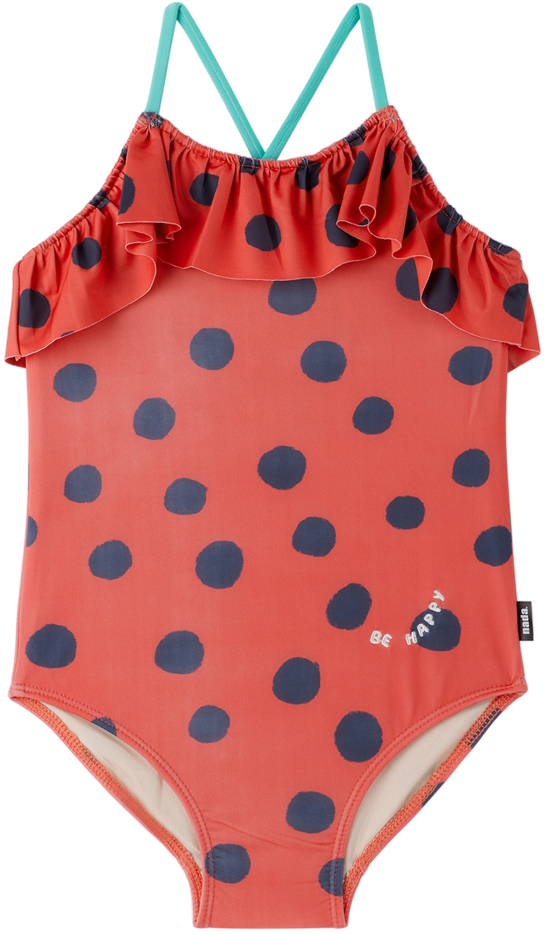 Nadadelazos Kids Red Big Dots One-piece Swimsuit