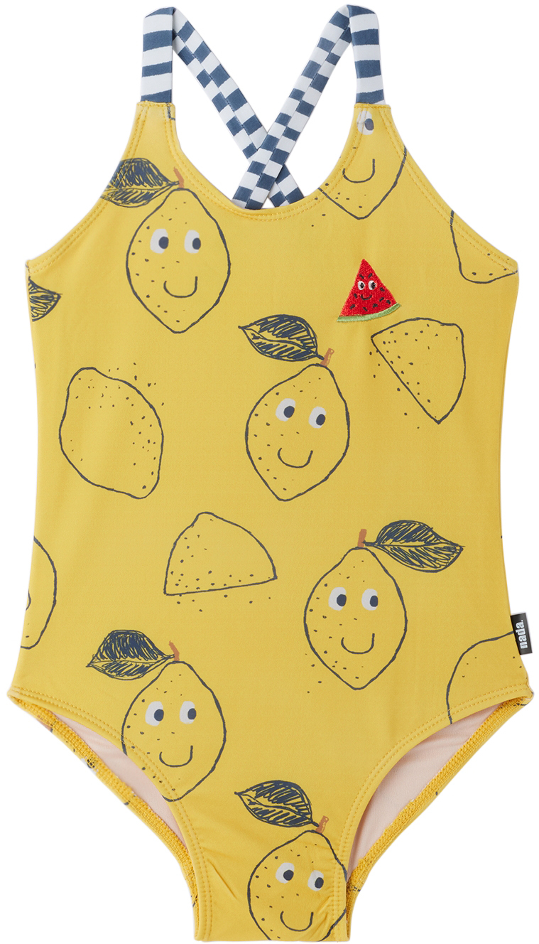 nadadelazos Kids Yellow Lemons One-Piece Swimsuit