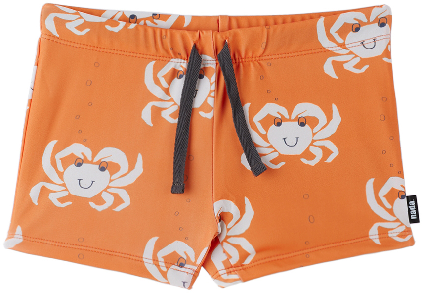 Nadadelazos Kids Orange Crabs Swim Shorts