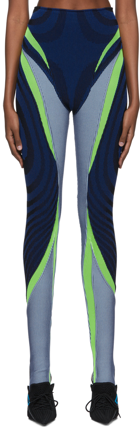 Paolina Russo Colour-block Ribbed Trousers In 0717 Blue